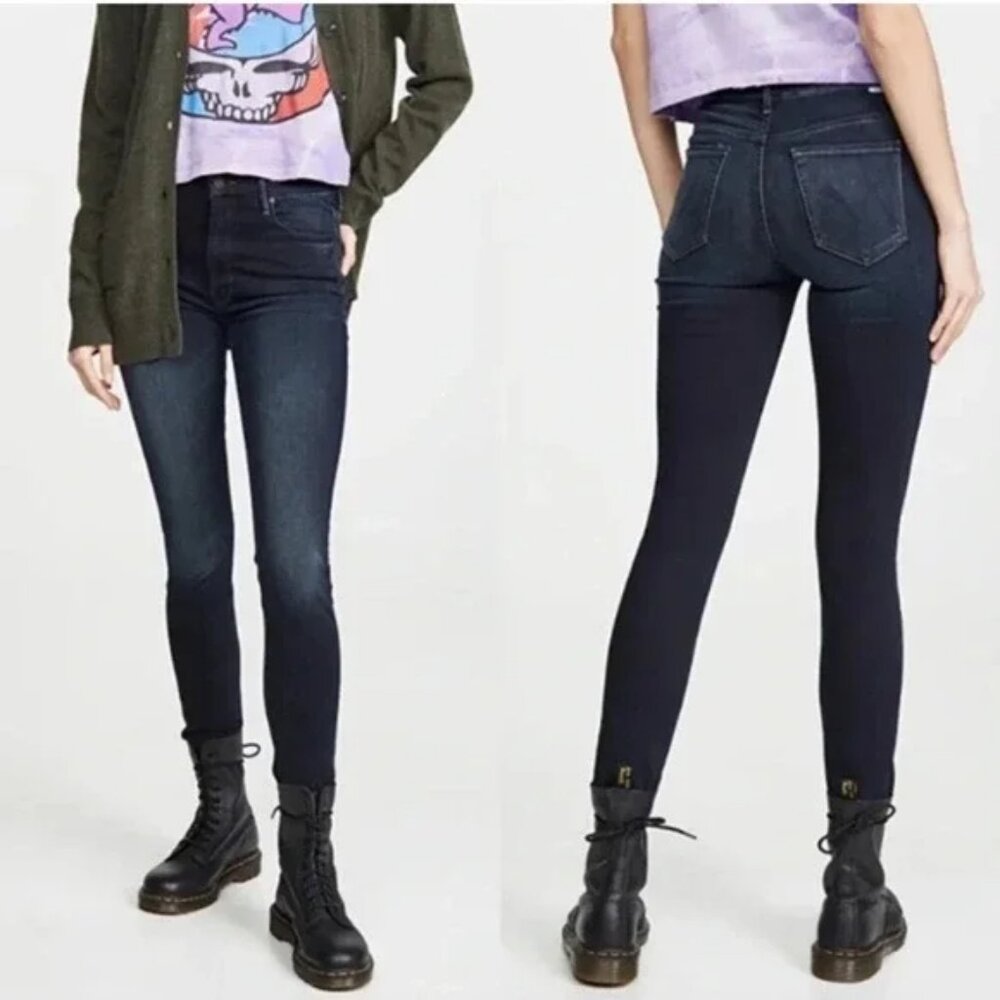 MOTHER HIGH WAISTED LOOKER ANKLE FRAY LAST CALL faded stretch skinny jeans sz 28